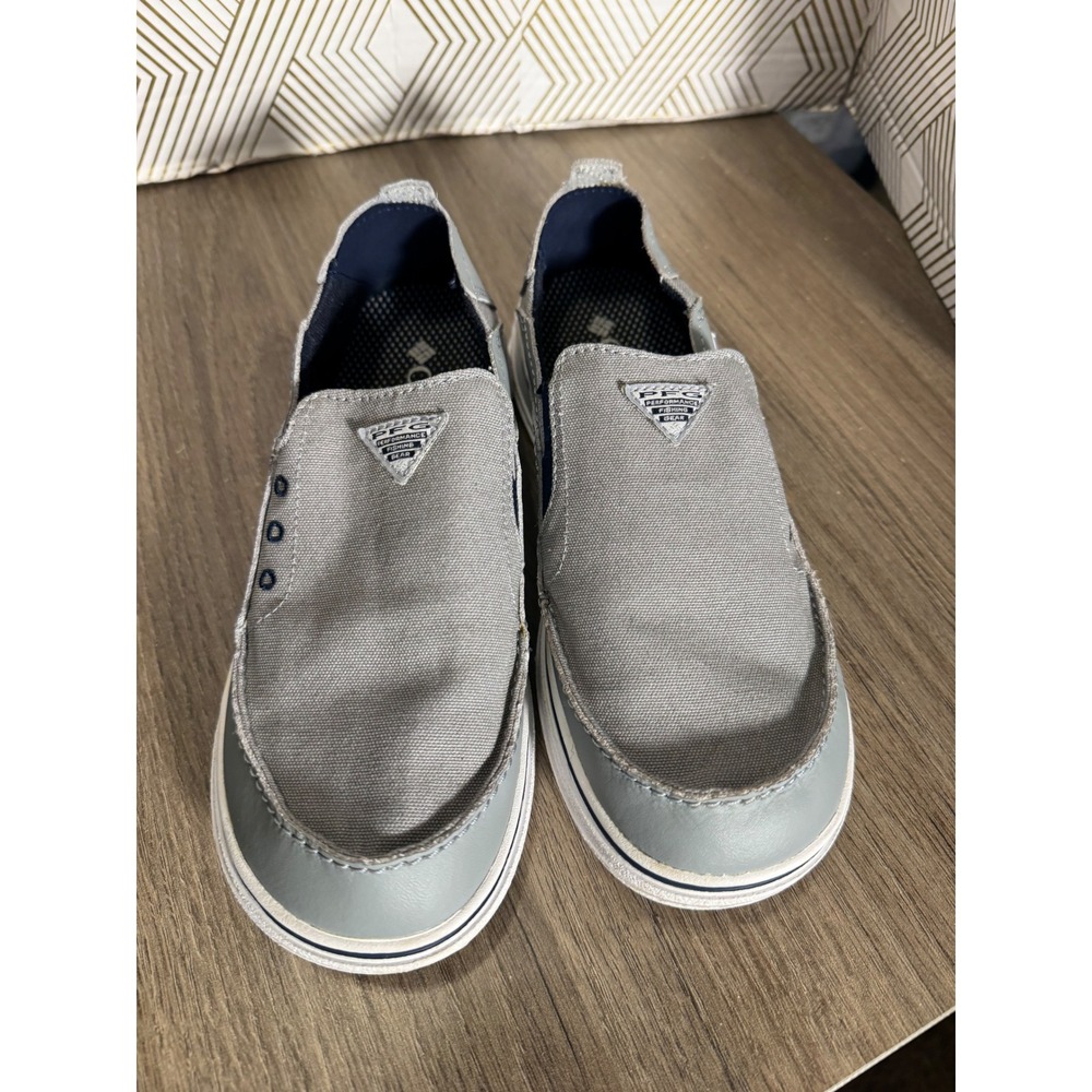 Columbia PFG Kids Grey Slip On Boat Shoes Performance Fishing Gear Loafers